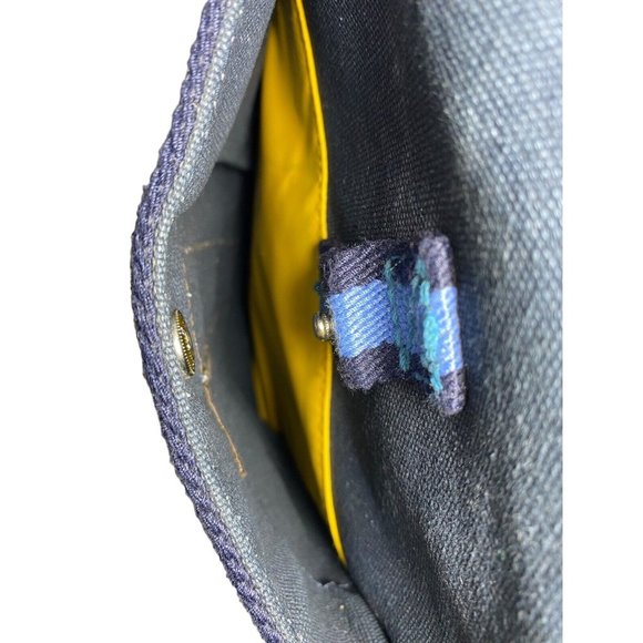 Vintage GAP Blue Canvas Messenger Bag Book Bag 90s Y2K GUC Yellow PVC Interior - Picture 10 of 14